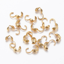 Łapaczki, Końcówki Zaciskowe, Stal Nierdzewna, Pozłacane 24K Złotem, 9x3.8x4mm, 20szt (13WB29674)