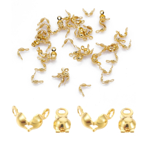 Łapaczki Końcówki Zaciskowe Stal Nierdzewna, Pozłacane 18K, 8x4mm, 50szt (13WB29759)