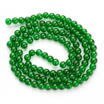 Koraliki Szklane Crackle, Okrągłe " Szkło Tłuczone ", Ciemnozielone, 8mm, Otwór 1mm, około 95szt/76cm/nić (3WB5803)