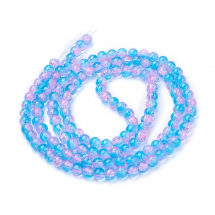 Намистини "Бите Скло" Двобарвні, круглі, Колір: Блакитний, Діаметр: 6мм, Отвір 1мм, близько 140шт/84см/нитка, (3WB5822)