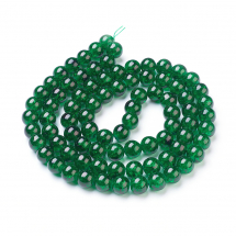 Намистини "Бите Скло" Круглі, Колір: Темно-зелений, Діаметр: 10мм, Отвір 2мм, близько 80шт/80см/нитка, (3WB5842)