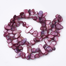 Koraliki Masa Perłowa Rzeki Samorodek, Barwione, Ciemnofioletowe, 25x14x7mm, Otwór 1mm, 96szt/80cm/sznur (13WB18878)