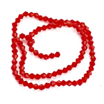 Koraliki Szklane Sztuczny Kryształ, Klasa AA, Bicone, Czerwony. 4x4mm 80szt/30cm/nić (13WB19054)