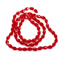 Koraliki Szklane Fasetowany, Czerwony, 8x6mm 62szt/43.5сm/sznur (13WB19172)
