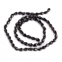 Koraliki Szklane Fasetowane, Czarny, 8x6mm 62szt/43.5cm/sznur (13WB19178)