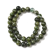 Koraliki Kamień Naturalny Jadeit Tajwański, Kula, Oliwkowe, 10mm, 38szt/38cm/sznur (13WB30186)