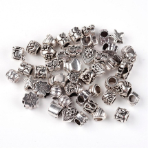 Zestaw Koraliki Modułowe Charms, Mix, Duży Otwór, Antyczne Srebro, 7-13mm, 100szt  (13WB30426)