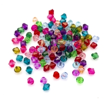 Намистини Акрилові Кристал Біконус, Прозорі Гранені, Мікс, 8мм, Отвір 1мм, близько 180шт/50г, (3WB5052)