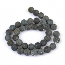 Koraliki Naturalny Kamień Agat Crackle, Okrągłe, Czarne, 10mm, otwór 1mm, około 38szt/39cm/sznur (13WB12396)