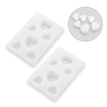 Forma Silikonowa, Serce, Mold do Żywicy Epoksydowej, 64x43x7mm, Wewnętrzny Rozmiar 11-15x10-16mm, 2szt (13WB30571)
