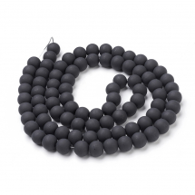 Намистини Скляні Матові, Круглі, Колір: Чорний, Діаметр: 10мм, Отвір 1.3 ~ 1.6мм, близько 76шт / 76см / нитка, (13WB12921)