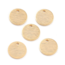 Zawieszka Płaska Okrągła, Mosiądz, Pozłacana 24K Złotem, 8x1mm, otwor 1.2mm, 5szt (13WB30763)