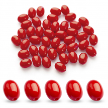 Koraliki Akrylowe, Nieprzezroczyste, Owalne, Czerwony, 12x9mm, Otwór: 1.5mm, około 42szt/25g (2WB28641)