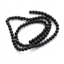 Koraliki Syntetyczny Szungit Matowe Kula, Czarny, 4-5mm, 90szt/38cm/sznur (13WB17974)