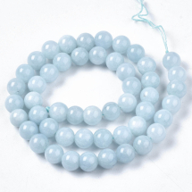 Koraliki Kamień Naturalny Chalcedon, Imitacja Akwamarynu, Kula, 8mm, 45szt/39cm/sznur (13WB18021)