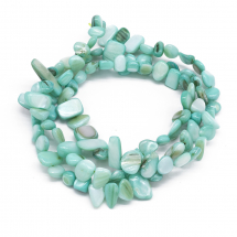 Намистини Річковий Перламутр Самородок, Пофарбовані, Бірюзовий, 6-25x4-14x3-7мм, Отвір 1мм, близько 96-100шт/80см/нитка, (13WB21537)