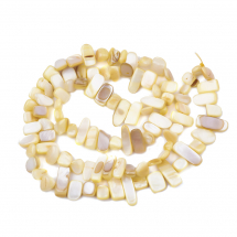 Koraliki Masa Perłowa Rzeki Samorodek, Barwione, Beżowe, 25x14x7mm, Otwór 1mm, 96-100szt/80cm/sznur (13WB21540)