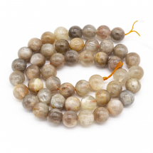 Koraliki Naturalny Czarny Kamien Słoneczy, Okrągłe, 8~9mm, Otwór 1mm, około 46szt/38cm/sznur (13WB22908)