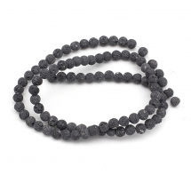 Koraliki Kamień Naturalny Lawa Niepolerowana, Kulki, 4mm, Otwór 1mm, około 90szt/37cm/sznur, (13WB23112)