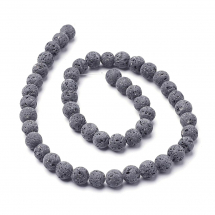Koraliki Naturalna Nieszczotkowana, Lawa, Kulki, Szary, 6mm, około 58szt/37cm/sznur (13WB23114)