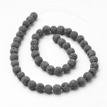 Koraliki Naturalna Niewoskowana Lawa, Okrągłe, Kolor: Szary, 8mm, Otwór 1.2mm, około 45szt/37cm/nic (13WB23115)