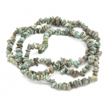 Koraliki Naturalny Kamień Turkus Afrykański Okruszki, Brązowo-zielony, 4~15x5~8mm, Otwór 1mm, 83~84cm/sznur (13WB23337)