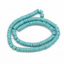Koraliki Heishi Syntetyczny Turkus, Barwione, Turkusowy, 6x3mm, otwór 1mm, 135szt/40cm/sznur (13WB23355)