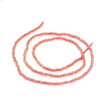 Koraliki Szklane Galwanika, Fasetowane, Rondel, Tęczowa Powloka, Jasny Koral, 2x1.5mm, około 223szt/35cm/nic (13WB31217)