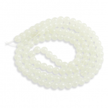 Намистини Скляні Імітація Нефриту Круглі, Талий Сніг DK110, 8мм, Отвір 1мм, близько 90шт/76см/нитка, (2WB31662)