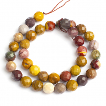 Koraliki Naturalny Mukaite Okrągły Fasetowany, 10mm, Otwór 1mm, około 38szt/38cm/nić, (5WB5218)