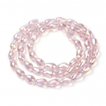 Koraliki Szklane Galwanizacja Kropla Fasetowane Różowy 7x5mm 62szt/43сm/sznur (13WB17295)