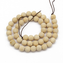 Koraliki Drewniane Syczuanska Tuja, Barwione, Okrągłe, Beżowy, 8mm, około 50szt / 40cm / sznur (13WB17521)