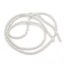 Koraliki Perła, Szkło, Błyszczące, Termobarwione, Okrągły, Białe, 4-5mm, około 200szt/75cm/nić (13WB17627)