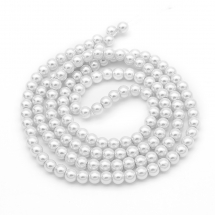 Koraliki Perła Szkło Błyszczące, Termobarwione, Okrągły, Białe, 6-7mm, około 125czt/75cm/sznur (13WB17658)