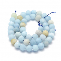 Koraliki Naturalny Akwamaryn Matowe, Okrągłe, Niebieski, 8~8.5mm, około 48szt / 39.5cm / sznur (13WB24000)