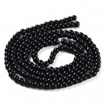 Koraliki Perła do Rzemiosła, Szkło, Błyszczące, Okrągły, Czarne, 4-5mm, około 185szt/75cm/sznur (Q6WB445)