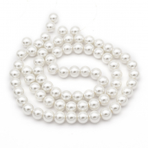 Koraliki Perłowe Szklane Błyszczące Okrągłe, Białe, 12mm, Otwór 1mm, około 70szt/80cm/nić, (Q6WB457)