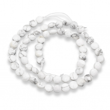 Koraliki Howlite Naturalny Kamień Fasetowany, Okrągłe Płaskie, 6~7x4~4.5mm, Otwór 1mm, 61~64szt/38cm (13WB22624)