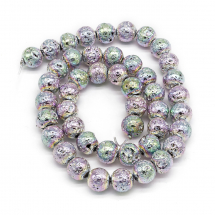 Koraliki Naturalna Lawa, Galwaniczne, Kolor: Wielokolorowy, 8-8.5mm, około 45szt/38cm/nic (13WB22651)