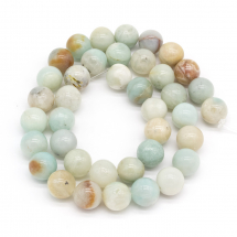 Koraliki Naturalny Amazonit, Kwiatowy, Okrągłe, Kolor: Mix kolorów, 10mm, około 38szt/38cm/nic (13WB22858)