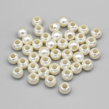 Koraliki Plastik ABS Imitacja Perły, Eurokoraliki, Rondel, 11.5-12x10mm, Kość Słoniowa, ok. 37szt/25g (14WB6740)