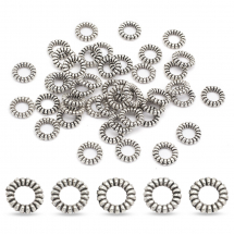 Koraliki Dystansowe, Przekładki, Stop Metalu, Okrągłe w Stylu Tybetańskim, Srebrny Antyczny, 5x1mm, 50szt (14WB7986)