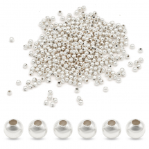 Koraliki Dystansowe Żelazne Okrągłe, Srebrne, 2x2mm, Otwór 1mm, około 1050szt/20g, (14WB6785)