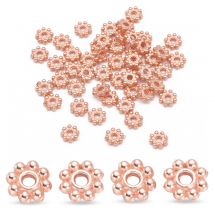 Koraliki Dystansowe, Przekładki, Kwiatek, Stop Biżuterii, Różowe Złoto, 5x1.5mm, 50szt (14WB6802)