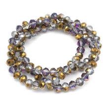 Намистини Гальваніка Скло, Грановані, Рондель, Колір: Сірий, Розмір: 6х4мм, Отв-тя: 1мм, близько 100шт / 40см / нитка, (14WB7021)