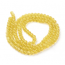 Намистини "Бите Скло" Круглі, Колір: Золотистий, Діаметр: 6мм, Отвір 1мм, близько 140шт/84см/нитка, (14WB7105)