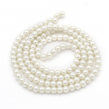 Koraliki Perła do Rzemiosła, Szklane, Błyszczące, 6mm, Kość Słoniowa, około 130szt/75cm/sznur (14WB7113)