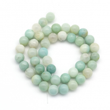 Koraliki Naturalny Amazonit, Klassa A, Okrągłe, Niebieski, 8-9mm, Otwór: 1mm, 46szt / 38cm / sznur (13WB26550)