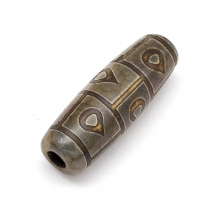 Koraliki Tybetański Styl Dzi 9 Oczek Naturalny Agat Termobarwione, Owalne, 28.5-32x10-12.5mm, 1szt (13WB26579)