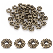 Koraliki Dystansowe, Przekładki, Stop Metalu, Płaskie Okrągłe, Antyczny Brąz, 7x2.1mm, około 57szt/25g (13WB26595)